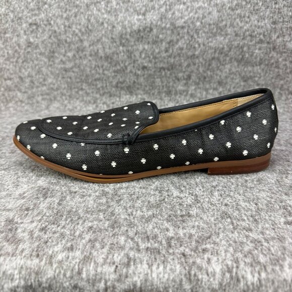 ✅Womens 10M Banana Republic Loafers Black W/White Embroidered Polka Dots Shoes - Picture 8 of 12